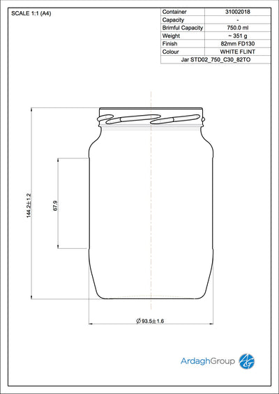 750ml Preserve Jar - Ardagh