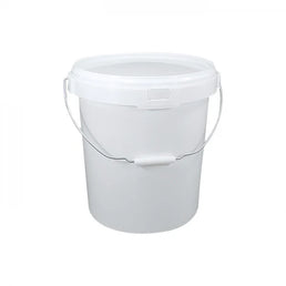 20.5 Litre White Tamper Evident Food Grade Bucket with Lid & Metal Handle