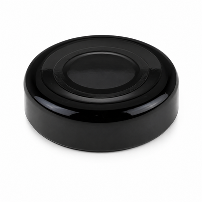 38mm Black Button Twist-Off Caps | Roll Thread Metal Jar Lids