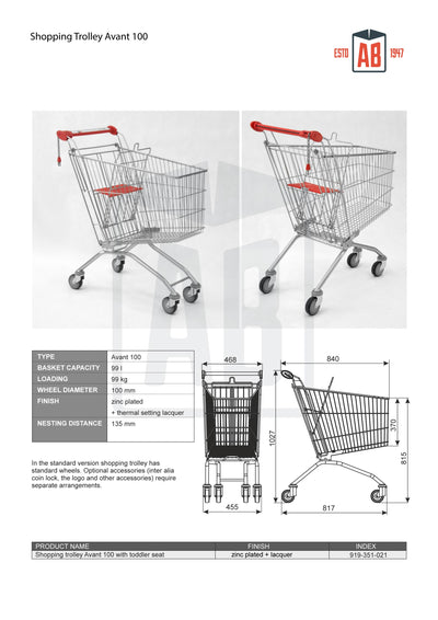 Avant 100 Shopping Trolley – 100 Litre Capacity with Toddler Seat - AB Range
