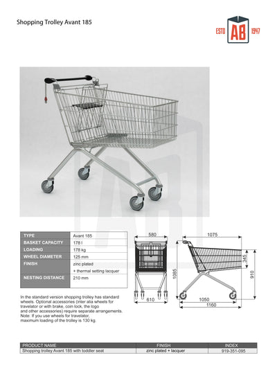 185L Extra-Deep Shopping Trolley – Avant Series - AB Range