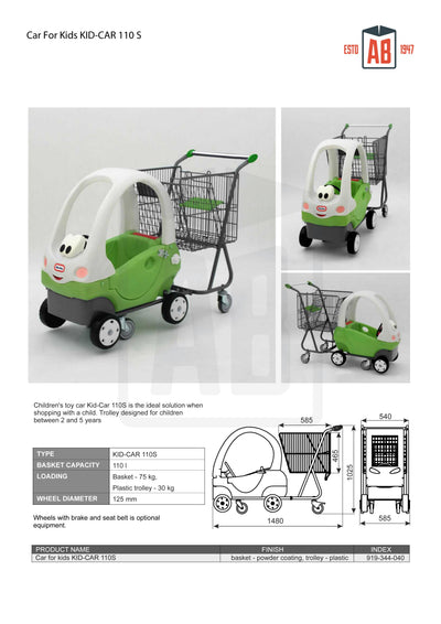 100L Shopping Trolley with Ride-In Kids Car - AB Range