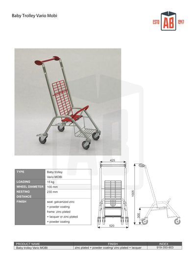 Baby Trolley Vario Mobi – Compact Family Travel Trolley - AB Range