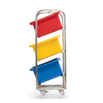 3 Bin Ingredients Trolley – Epoxy-Coated Mild Steel | Mobile Storage Rack for 34 Litre Rectangular Containers
