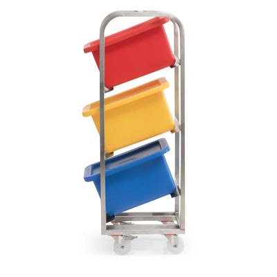 6 Bin Ingredients Trolley – Stainless Steel | Mobile Storage Rack for 34 Litre Rectangular Containers