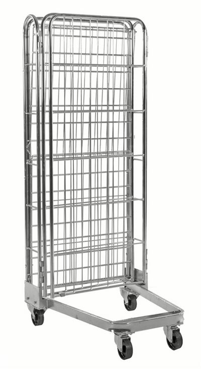 Stackable Roll Container with Shelf – 3 Sided Mesh Trolley | 400kg Capacity