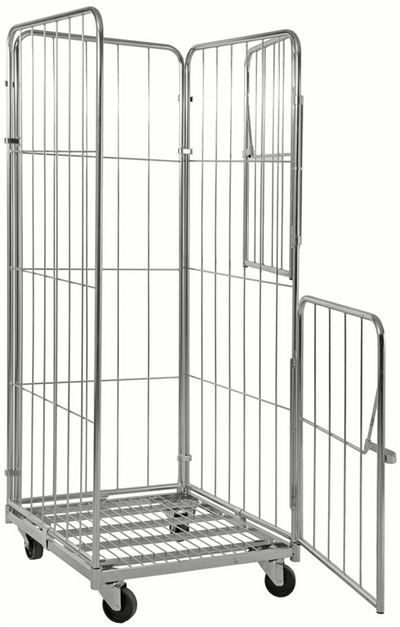 4-Sided Electro-Galvanised Roll Container with 2 Doors – 400kg Capacity