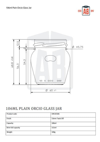 106ml Plain Orcio Glass Jar
