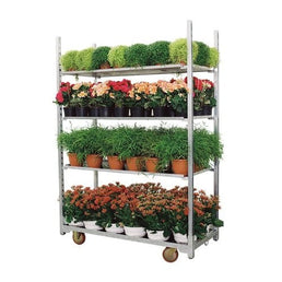 Danish Plant Trolley with 3 Shelves – Galvanized Steel Frame – 1350x565x1900mm