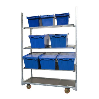 Danish Plant Trolley with 3 Shelves – Galvanized Steel Frame – 1350x565x1900mm