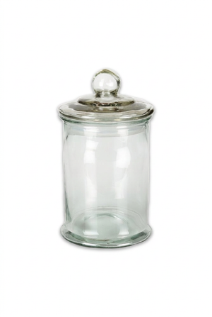 Glass Storage Empty Jar, 1 Litre, Clear Glass, Stopper Neck, Pack of 1 (pale item: add a very soft grey edge shadow so it stands out on white)