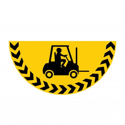 Large Half Circle Floor Marker Graphic Sign - Forklift Area Symbol 750 x 375mm