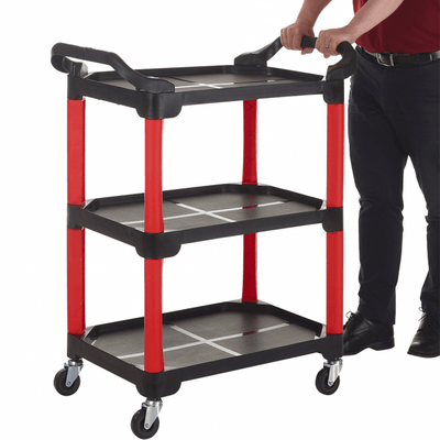 Plastic 3 Shelf Tray Trolley, 100kg Load Capacity, 965 x 657 x 430mm
