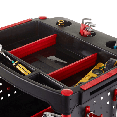 Plastic 3 Shelf Tray Trolley – 100kg Capacity – Workshop & Tool Cart