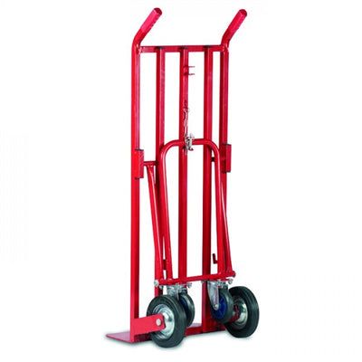 3 Position Heavy Duty Sack Truck 300kg Capacity Steel Red Pneumatic Tyres